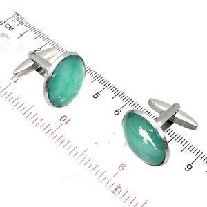 Cufflinks silver plated handcrafted glass